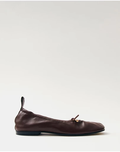 Alohas - Rosalind Brown Leather Ballet Flats - Women's