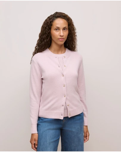 Trenery - Wool Cashmere Classic Cardigan in Pink Rose