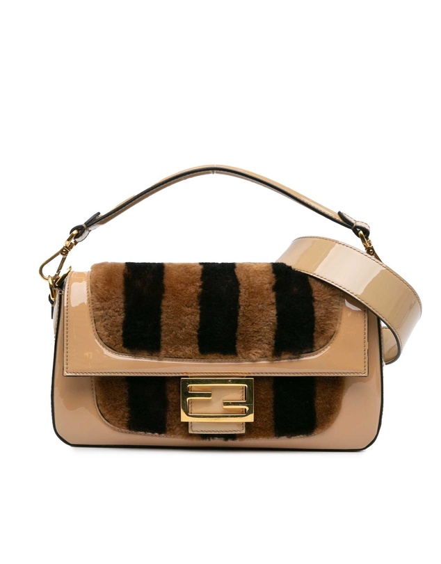 Pre-Loved by Azura Reborn - Pre-Loved fendi Shearling Detail Patent Leather Handbag
