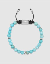 Nialaya Jewellery - Men's Beaded Bracelet with Turquoise and Silver