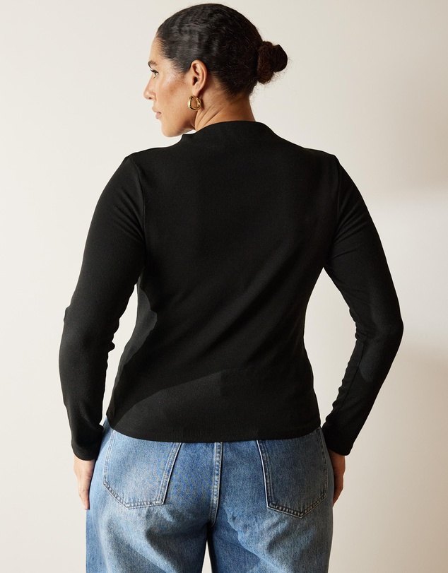 Atmos&Here Curvy - Mock Neck Rib Long Sleeve Top