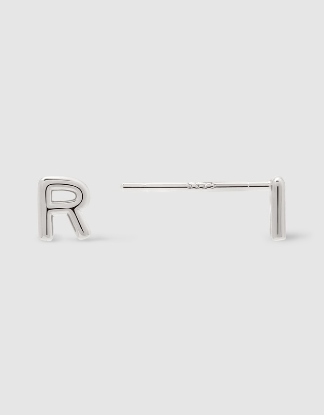 Wanderlust + Co - Alphabet Bubble Silver Stud Earrings - Letter R