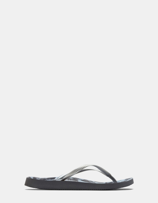 Vionic - Noosa Print Toe Post Sandal - Black Silver Cheetah