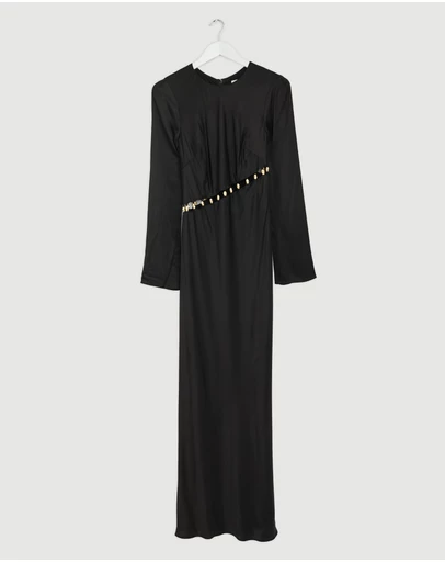 Revibe - Repaired Shona Joy Winslow Long Sleeve Asymmetric Maxi Dress - AU 6