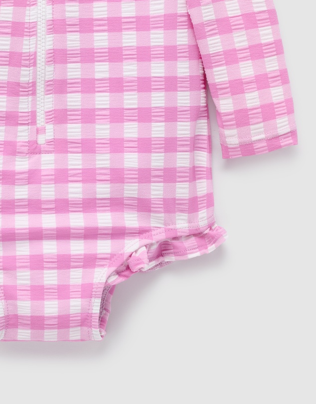 Purebaby - Printed Frilly Long Sleeve Swimsuit- Kids-Babies