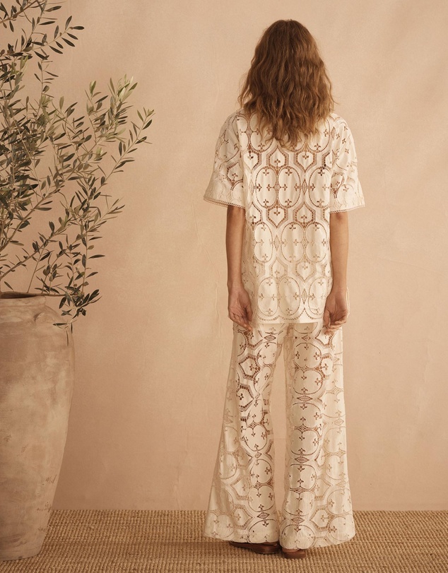 AUR OCEA - Lace Gathered Wide Leg Pants