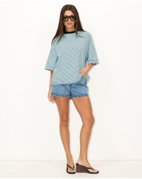 Dazie - Oceane Asymmetric Button Denim Shorts