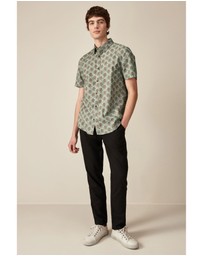 NEXT - Linen Blend Printed Short Sleeve Shirt