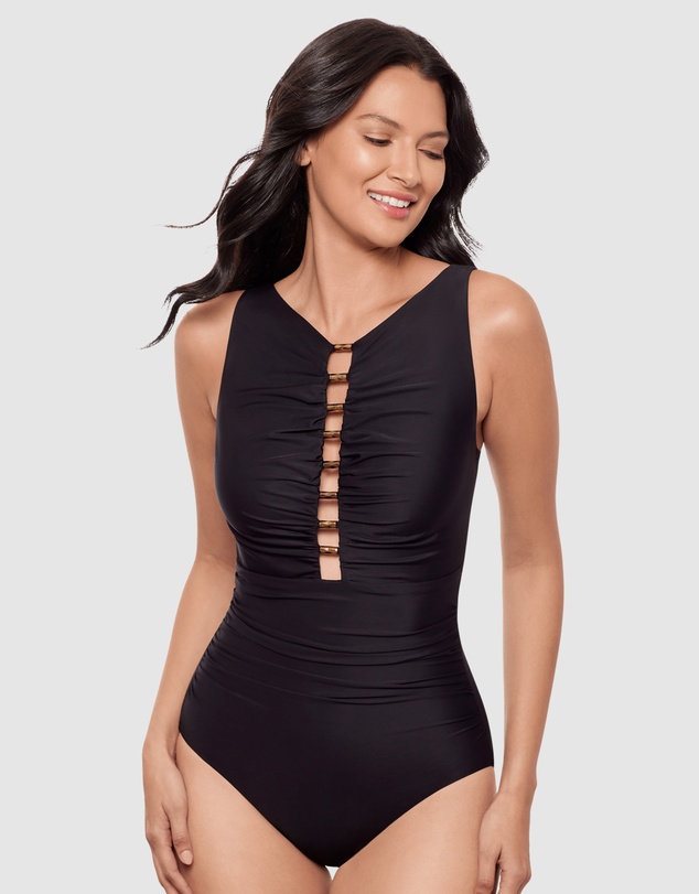 Miraclesuit Swimwear  - Razzle Dazzle Swizzle Underwire High Neck Swimsuit with Beads