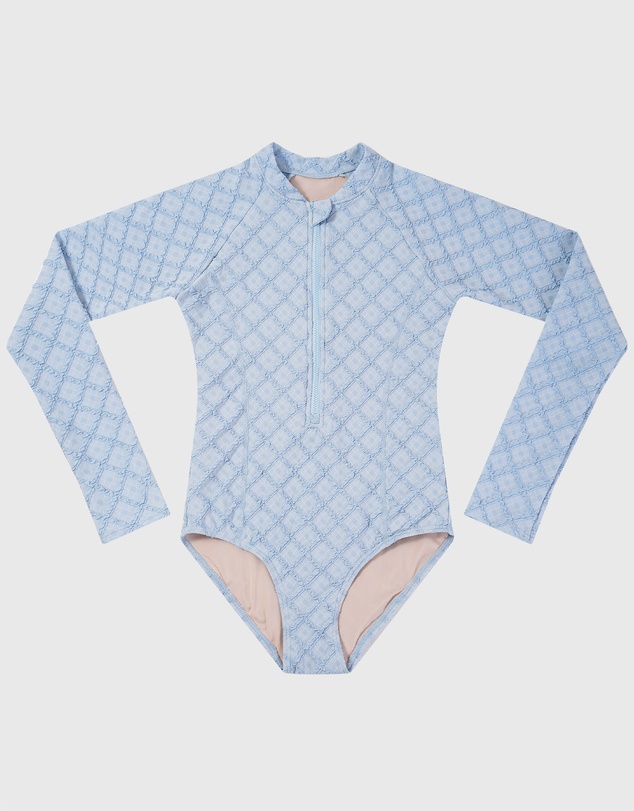 Aqua Blu Kids - Stepping Stones Blue Long Sleeve One Piece - Teens