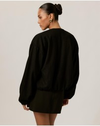 Tussah - Luna Wool Blend Cropped Bomber Jacket