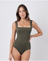 UNE PIECE - Textured Classic Square Neck One Piece Swimsuit