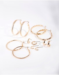 Lovisa - Gold Etched Twist Hoop Earring 6-Pack