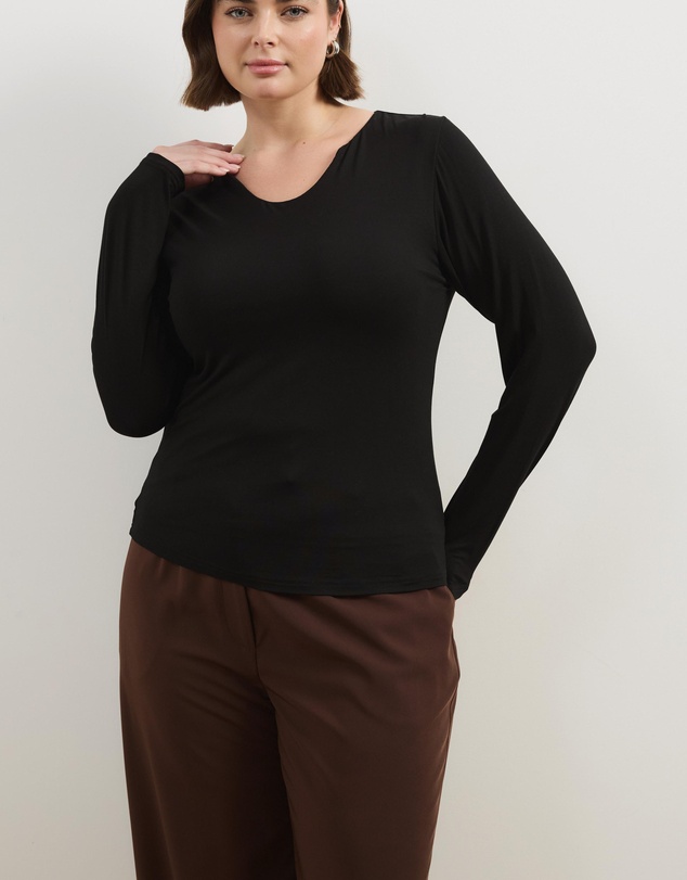 Atmos&Here Curvy - Arienna Jersey Long Sleeve Top