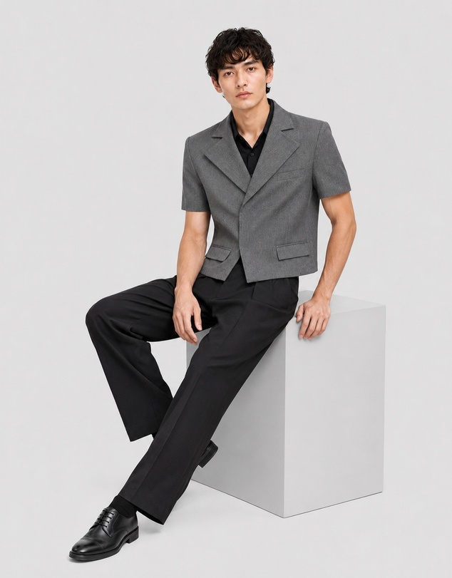 Justin Cassin - Javier Short Sleeve Crop Blazer