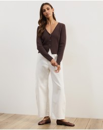 Atmos&Here - Emmi Structured Knit Cardigan Compact Knit with Gold Button