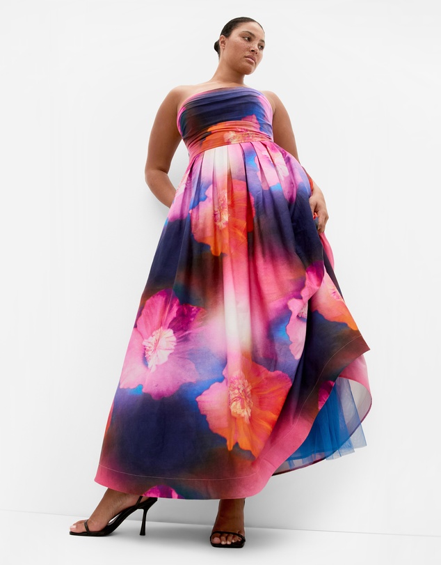 City Chic - Plus size Rosalee Sleeveless Print Maxi Dress - indigo multi