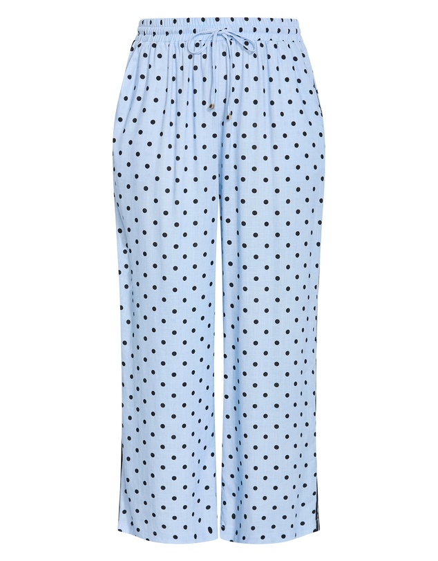 City Chic - Plus size Spot Print Side Tape Wide Leg Pant - baby blue