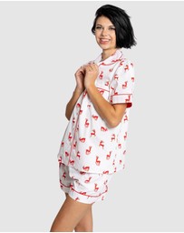 Sant And Abel - Women's Reindeer Red Short PJ Set
