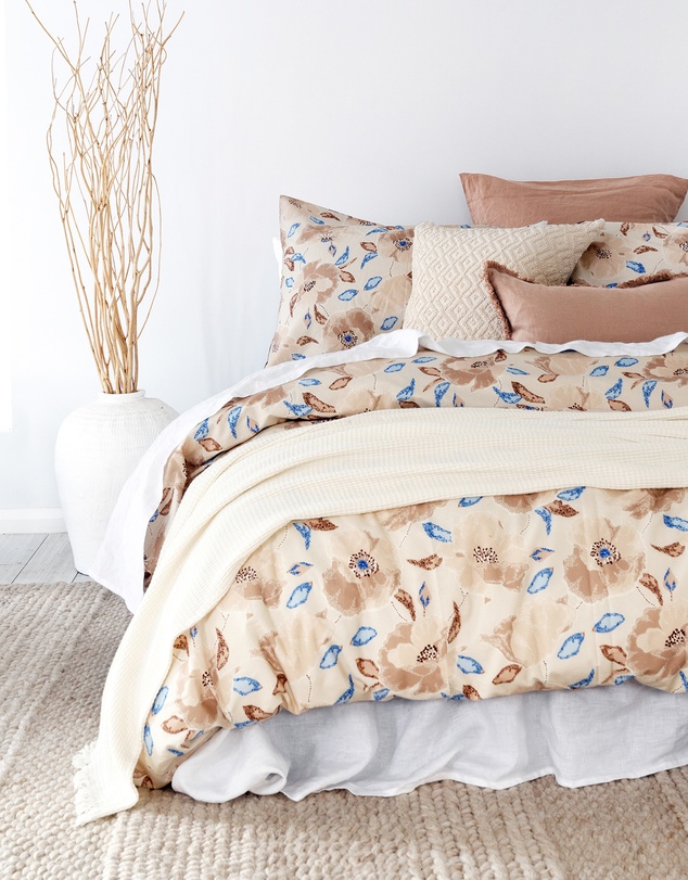 Bambury - Faith Floral Printed Cotton Quilt Cover Set - Reversible
