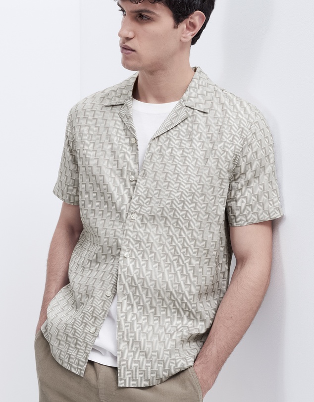 UNISON - Linen Geo Print Resort Shirt