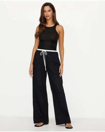 Dazie - Lido Contrast Linen Blend Pants
