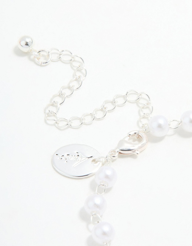 Lovisa - Silver Plated Pearl Double Bow Bracelet