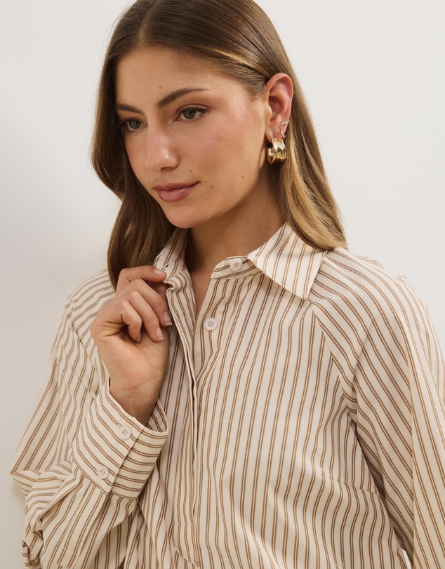 Atmos&Here - Bella Concealed Placket Cotton Shirt