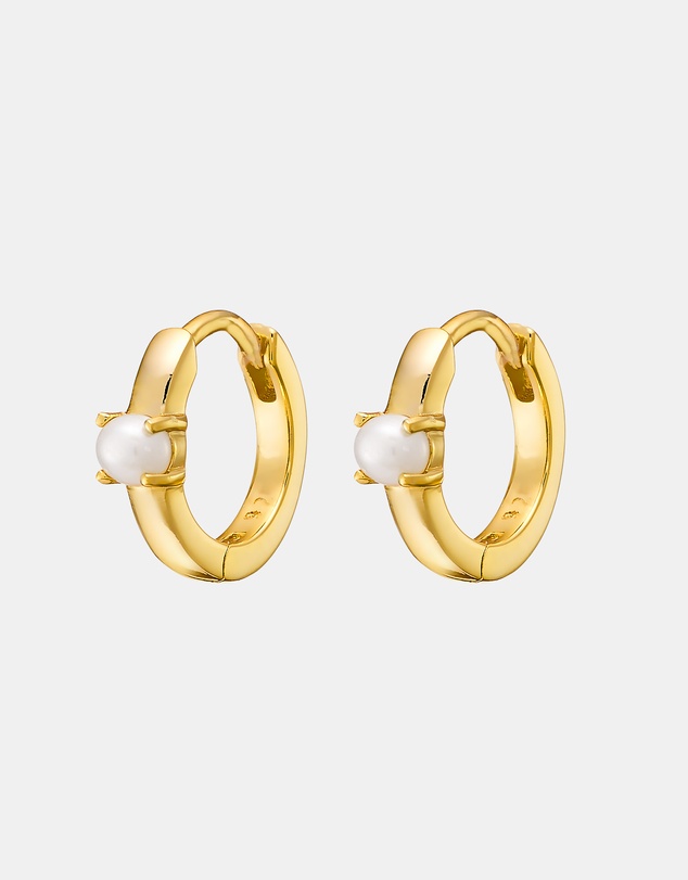 Zoe Olivia - 14K Gold Vermeil Pearl Huggies