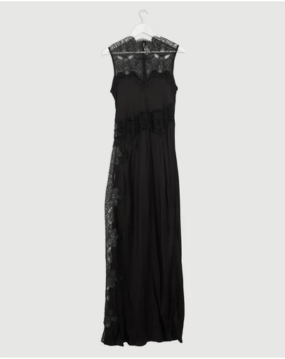 Revibe - Repaired Shona Joy Jamila Lace High Neck Maxi Dress - AU 12