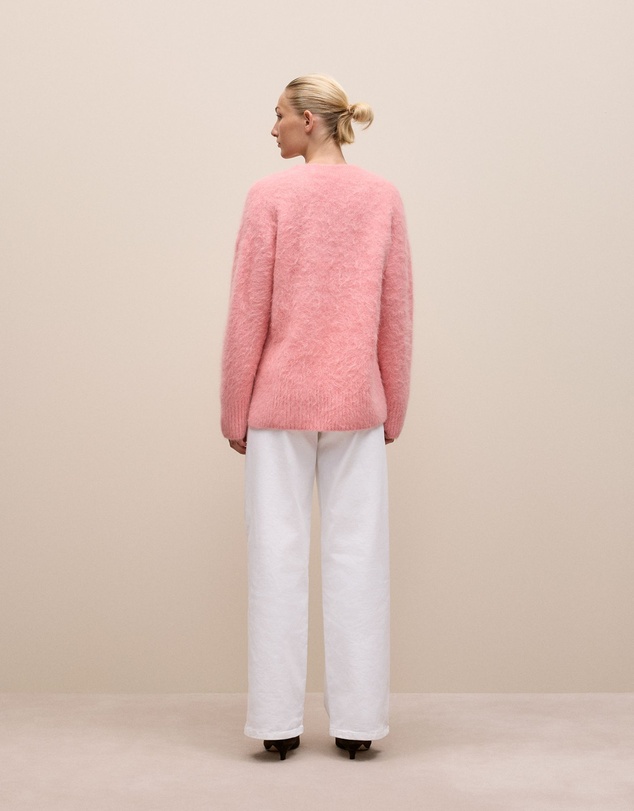 Trenery - Brushed Alpaca Relaxed V Knit in Dusty Rose