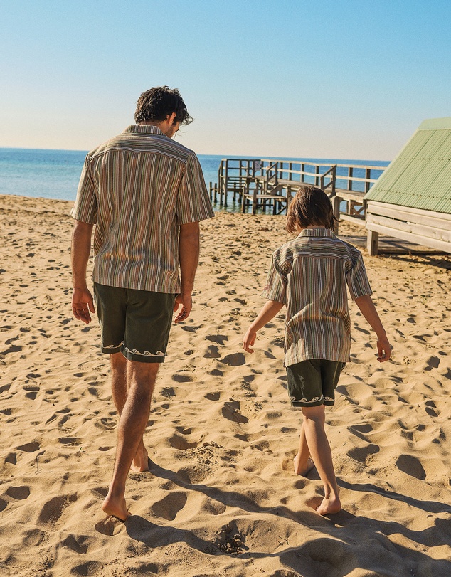 Skwosh - Grandpa's Couch Kids Holiday Shirt in Multi Stripe