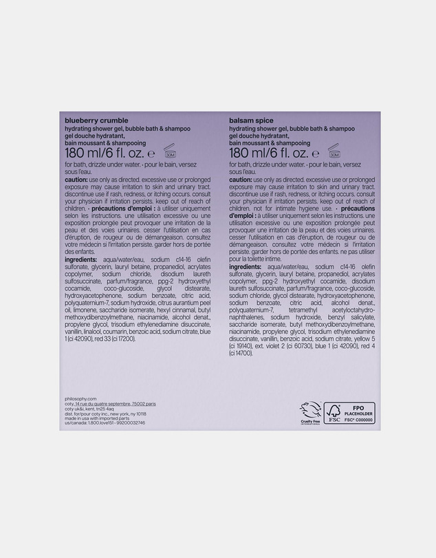 Philosophy - Philosophy Magical Shower Gel Duo Set 2 X 180mL Blueberry Crumble Baslam Spice