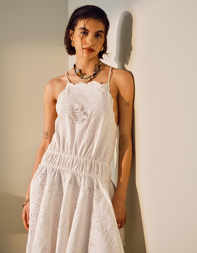 TOPSHOP - Heavy Embroidered Hanky Hem Mini Dress