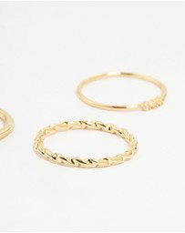 Lovisa - Gold Plated Cubic Zirconia Mixed Detail Rings 5-Pack