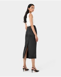 Forcast - Bel Tailored Satin Midi Skirt
