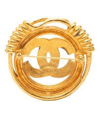 Pre-Loved by Azura Reborn - Pre-Loved Gold Plated CC Spring Round Brooch