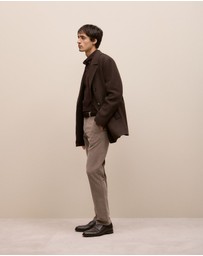 Trenery - Italian Wool Herringbone Peacoat in Coffee Bean