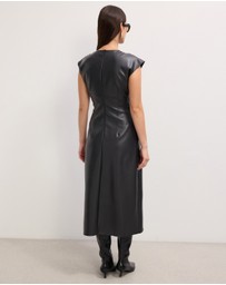 The Fated - Cam Faux Leather Midi Dress