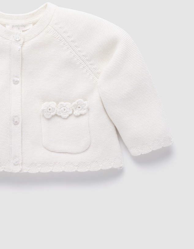 Purebaby - Crochet Flower Cardigan-Kids-Babies