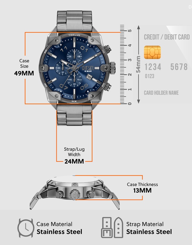 Diesel - Spiked Gun-Metal Chronograph Watch