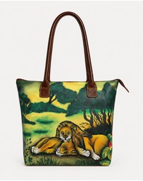 Cobb & Co - Lion Hand Painted Leather Tote