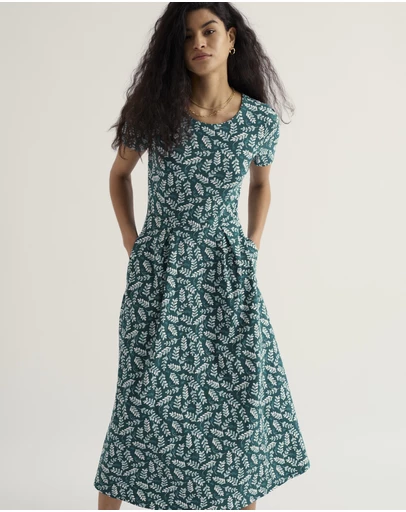 Seasalt - Seasalt Cornwall Blue Veronica Short Sleeve Midi Dress