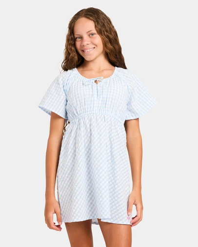 Roxy - Girls 8 to 16 Coastal Check Mini Dress