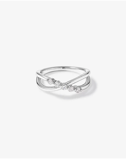 Michael Hill - 0.20 Carat TW Round Brilliant Diamond Crossover Ring in Sterling Silver