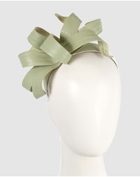 Max Alexander - Leather Leafs Mint Headband Fascinator