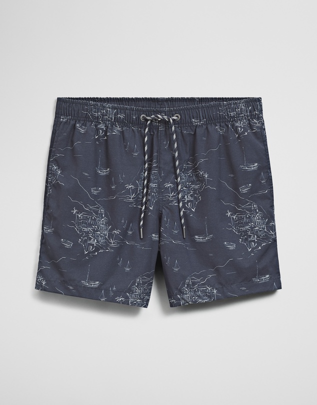 Country Road - Coastline Print Swim Straight Short