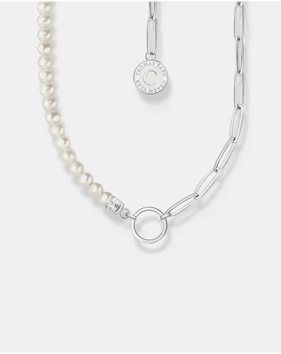 THOMAS SABO - Charm Necklace with Pearls and Chain Links Silver