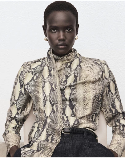M.N.G - Animal-Print Blouse With Scarf