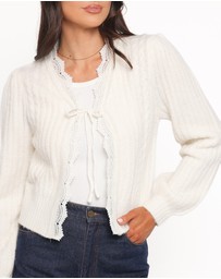 Petal & Pup - Silvie Lace Front Tie Cardigan - Cream